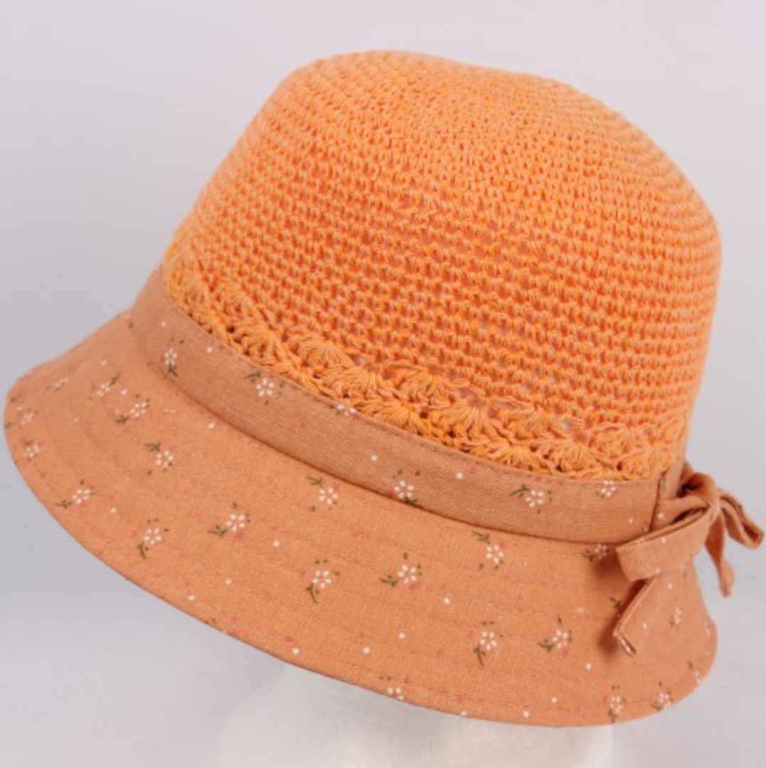 Cotton bucket hat light orange Style:HS/9083 image 0